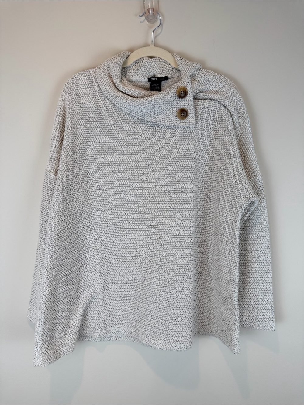 Robert Louis Cream Buttoned Cozy Cowl Neck Sweater Size Large